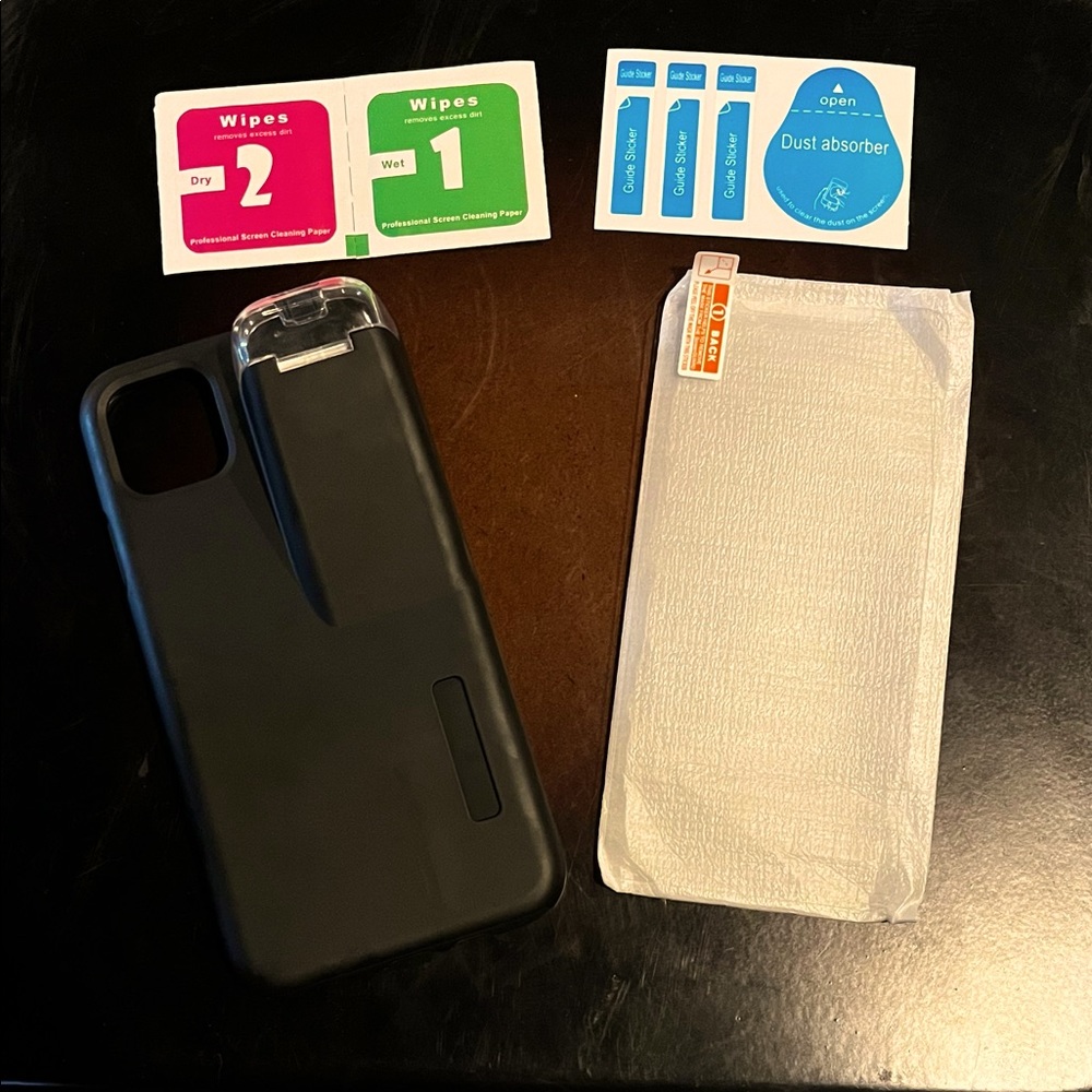 iPhone 11 Pro Max case with airpod charger and screen protector